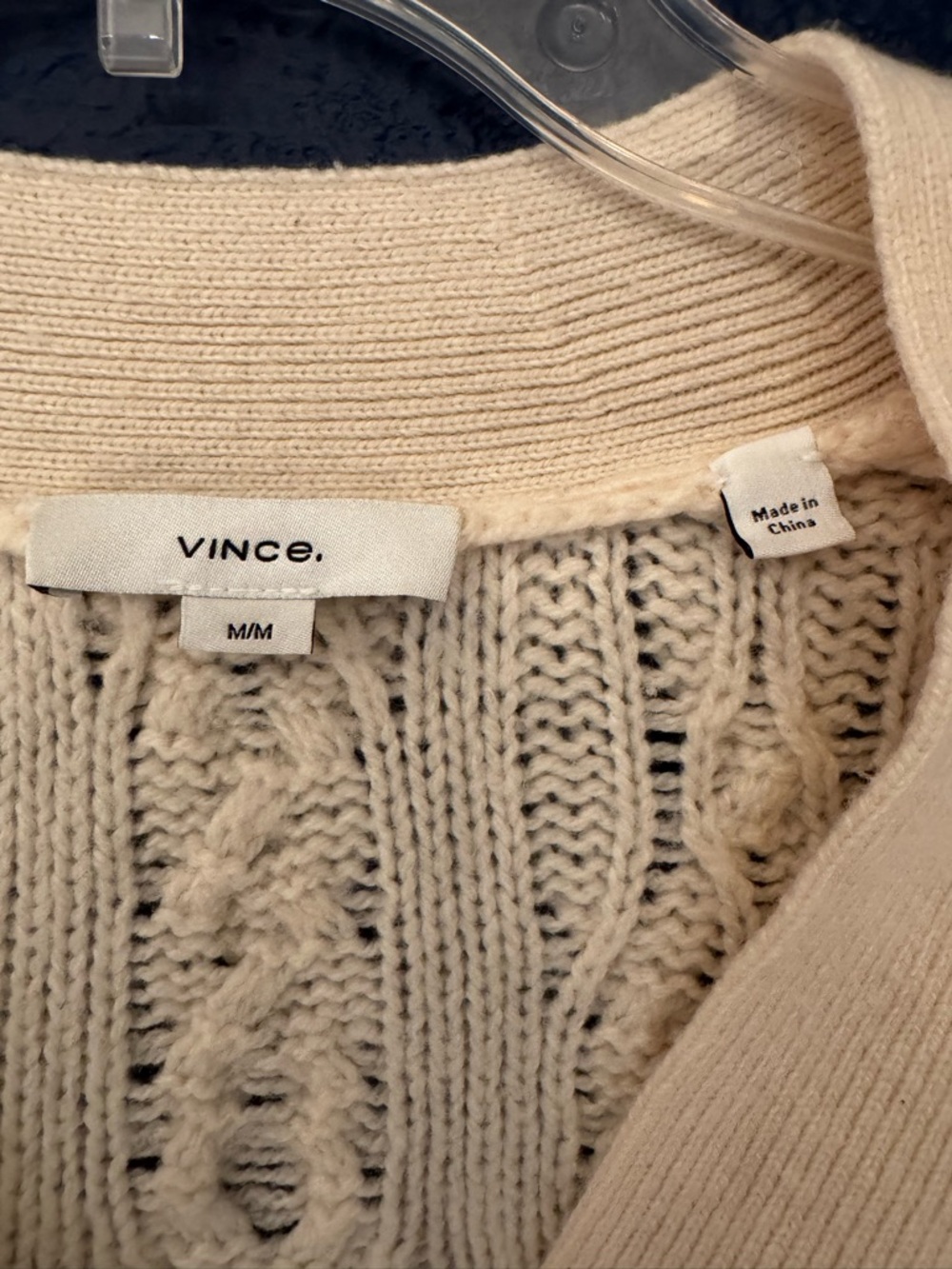 Vince Triple Braid Cable Wool & Cashmere Cardigan Women’s Cream Size Medium - Picture 9 of 14